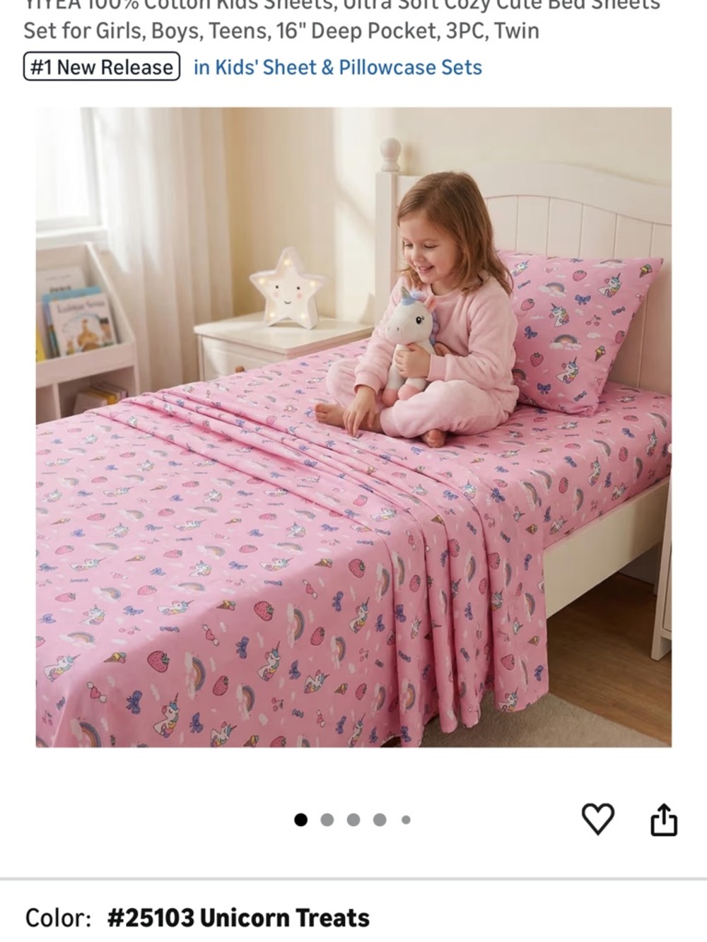 Kids Unicorn Treats Pink Sheet Set - Cozy Cotton Bedding